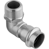 Фитинги под пресс-инструмент Пресс-угольник 90°, из нержавеющей стали, с переходом на наружную резьбу, 15х1/2 Kromwell KW.SP953001504