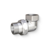 Разъемное соединение угловое НВ 1/2 с прокладкой O-RING никелированное