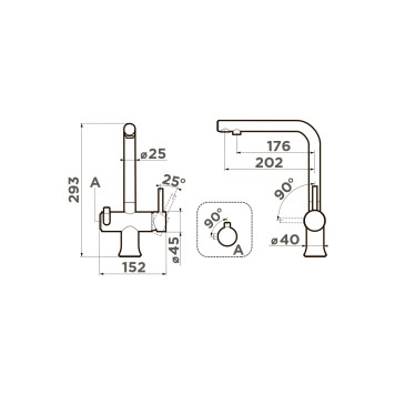 Omoikiri Hotaru-GB Смеситель для кухни с возможностью подключить фильтр, цвет: графит 4994491-1