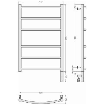 Сунержа Галант 3.0 Полотенцесушитель электрический 53,2x92,4h см, правое, цвет: золото 03-5801-8050-3