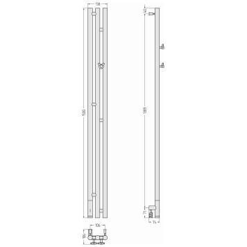 Сунержа Терция 3.0 Полотенцесушитель электрический 13,8x150h см, левое, без покрытия 00-5844-1511-3