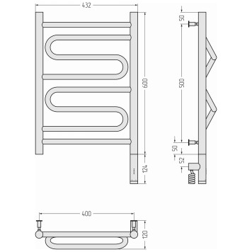 Сунержа Элегия 3.0 Полотенцесушитель электрический 43,2x72,4h см, правое, мат. черный 31-5819-6040-3