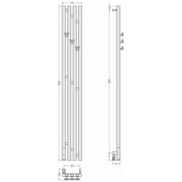 Сунержа Кантата 3.0 Полотенцесушитель электрический 19,1x150h см, левое, матовый белый 30-5846-1516-3