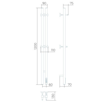 Полотенцесушитель электрический Larusso Прайм Дуэт П3 80х1200 9003-2