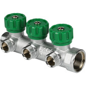 Коллектор распределительный FAR 1 , проходной, хромированный, 3 отвода 1/2  ЕК (FK 3822 112)