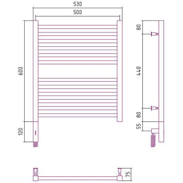 Сунержа Модус 3.0 Полотенцесушитель электрический 50x60h, лев., цвет: мат. черный 31-5700-6050-1