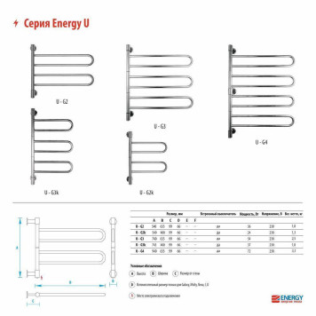 Электрический полотенцесушитель Energy U chrome G2K RAL 9005 (черный матовый)-2