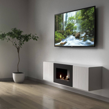 Тумба с биокамином Firelight BFP/P-1400L белая-2