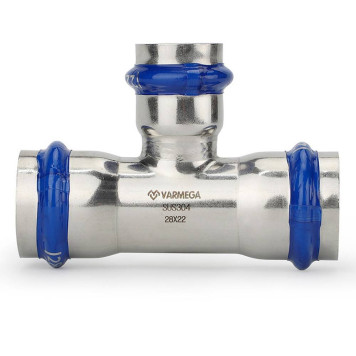 Тройник VARMEGA раструбный Inox Press переходной 22x18x22