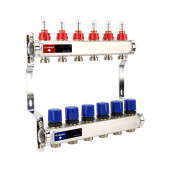 Группа коллекторная с расходомерами VARMEGA VM15106 ВР 1, на 6 контуров 3/4 EK, нерж. сталь