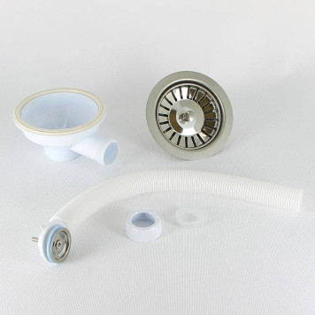 Выпуск Wirquin чаша D90 мм из нержавеющей стали с круглым переливом-1