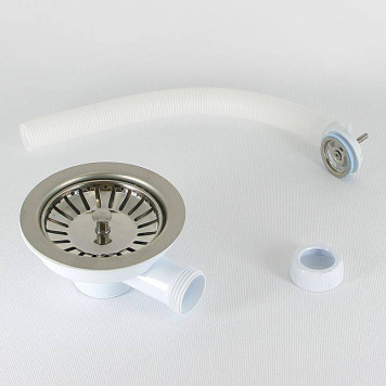 Выпуск Wirquin чаша D90 мм из нержавеющей стали с круглым переливом-3