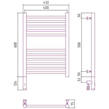 Сунержа Богема 3.0 Полотенцесушитель электрический 40x60h, лев., цвет: состар. латунь 051-5804-6040-1