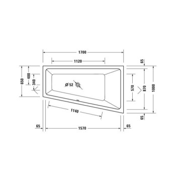 Duravit No.1 Ванна 170х100см., встраиваемая, вариант правый, цвет: белый. 700509000000-1
