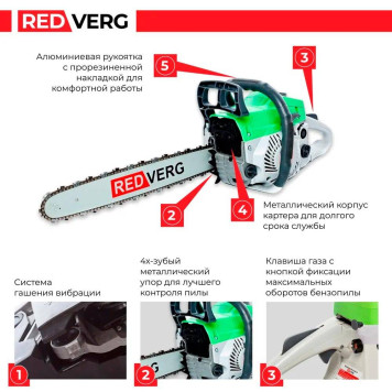Бензопила REDVERG RD-GC55-18-4