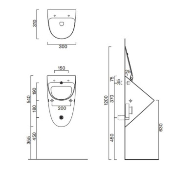Catalano Comfort Писсуар 54x30см, цвет: белый глянцевый. 0932540001, 0954010000, 0954500000, 9056120000-1