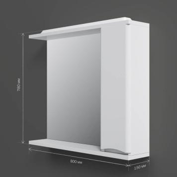 M80MPR0801WG Зеркальный шкаф с подсветкой 80 см, правый, белый-7