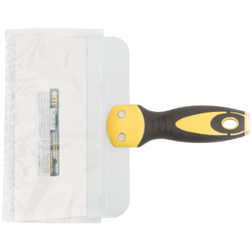 Шпатель фасадный нержавеющий Профи, прорезиненная ручка с метал.бойком 200 мм-2