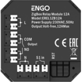 Модульное реле, ENGO, ZigBee 12A, сухой контакт (стр. арт. EREL1ZB12A)