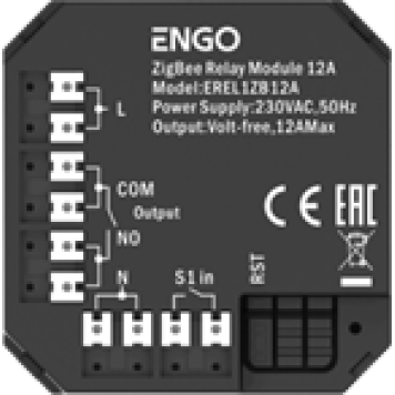 Модульное реле, ENGO, ZigBee 12A, сухой контакт (стр. арт. EREL1ZB12A)