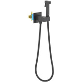 AQ1025MB ЛИРА комплект для гигиенического душа встроенный (смеситель c прогрессивным картриджем + гигиеническая лейка + шланг), матовый черный AQ1025MB