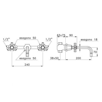 Stella Eccelsa Встраиваемый смеситель для раковины 3863, цвет: хром. EC 01001 CR00-1