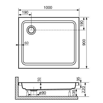 Душевой поддон прямоугольный RGW STYLE 900x1000-7