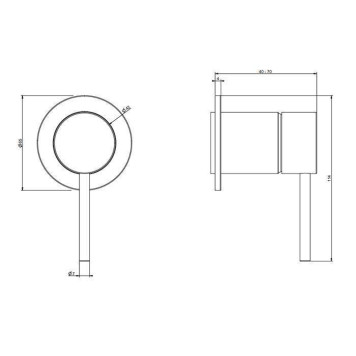 Gessi 316 Смеситель для душа, встраиваемый, на 1/2, 1 источник (внешние части), цвет: brushed copper pvd. 54019#708-1