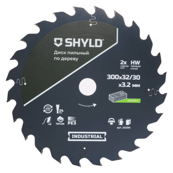 Диск пильный по дереву SHYLD твердосплавный 300х32/30 мм, 24 зуба(20290)-2