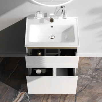 M85AFSX0652WG База под раковину, напольная, 65 см, 2 ящика, белый глянец-1