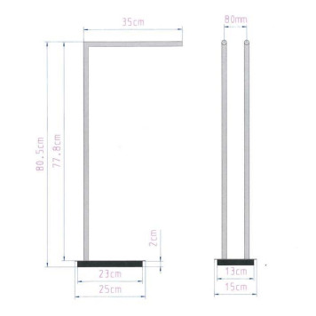 Decor Walther Straight 2 Полотенцедержатель двойной 38xh80см, напольный, цвет: никель сатинированный. 0504834-1