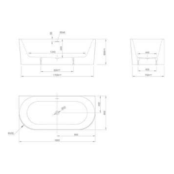 KNIEF Fresh Wall Ванна пристенная 180х80х60см, цвет: белый-2