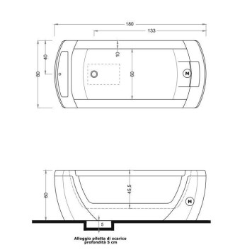 Gruppo Treesse Vision Ванна 180x80x60см., DX, гидромассаж STX, подголовник и подлокотники черные, цвет: белый-2