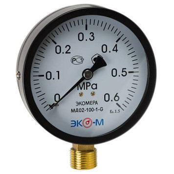 Манометр Экомера МД-02-100мм, 0...0,6 МПа, 0...160°C, G 1/2 (исп.2)