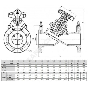 Клапан баланс чуг Ду200 Ру16 фл Kvs710 нип Zetkama 447A200C72-1