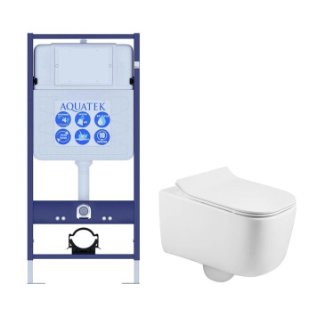 SET AQUATEK ЛУГАНО (рама AQUATEK Standard INS-0000012(без клавиши и крепежа)+унитаз ЛУГАНО AQ2002-00 с тонким сиденьем soft-close SET AQUATEK ЛУГАНО