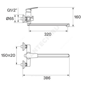 Смес/ванна Марион однор дл/изл плоск Lобр в/к Сантек WH5A12006C001-1