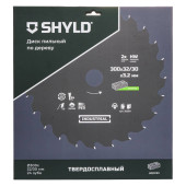 Диск пильный по дереву SHYLD твердосплавный 300х32/30 мм, 24 зуба(20290)