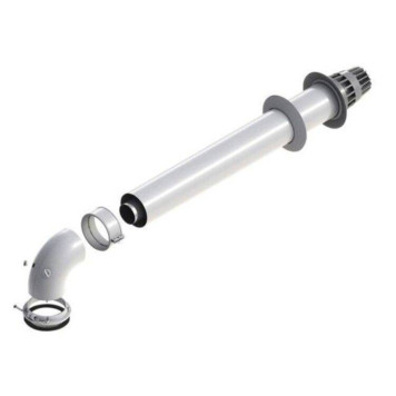 DY871. Горизонтальное коаксиальное окончание диам. 60/100 мм, дл. 800 мм, PPS/оцинкованная сталь