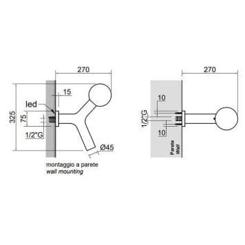 Antonio Lupi Apollo Верхний душ Oslash;45 мм., с LED подсветкой, настенный монтаж, цвет: белый матовый-1