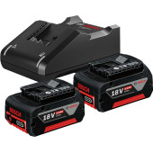Аккумуляторные батареи и зарядное устройство BOSCH 2xGBA 18V 4 Ah + GAL 18V-40 (1600A019S0)