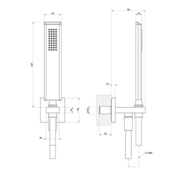 Gessi Eleganza Гигиенический душ с выводом воды, держателем и шлангом 150см., цвет: Antique Brass-1