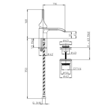 Bossini Apice Смеситель для раковины на 1 отверстие, однорычажный, с донным клапаном, цвет: черный матовый-1