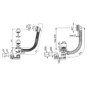 Ravak Слив-перелив для ванны, удлиненный, 80см., Click-Clack, цвет: хром. X01472-2