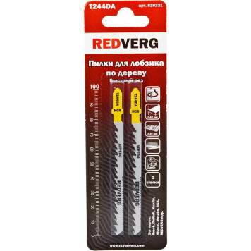 Пилка для лобзика REDVERG по дереву, ДСП T244DA криволинейный рез, HCS, (2шт)(820231)