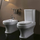 Azzurra Charme Унитаз моноблок 69x40xH84 см, слив универсальный, с бачком, с механизмом, сиденье микролифт, с креплением VFV, цвет: Bianco lucido/золото. CHCSMB000000/(CHA400/MBL bi),  CHVCMP000000BI/(CHA100/MBP bi),  CHA1800/F bi/oro,  7509K1