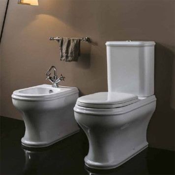 Azzurra Charme Унитаз моноблок 69x40xH84 см, слив универсальный, с бачком, с механизмом, сиденье микролифт, с креплением VFV, цвет: Bianco lucido/золото