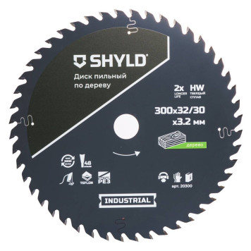 Диск пильный по дереву SHYLD твердосплавный 300х32/30 мм, 48 зубьев(20300)-2