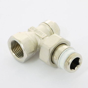 Вентиль обратный Simplex угловой НВ 1/2 никелированный с разъемным соединением-1