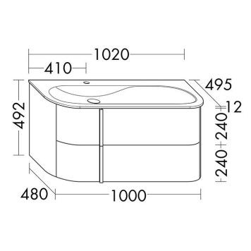 Burgbad Lavo 2.0 Комплект мебели 102х49.5х49.2см., левый, 2 ящика, раковина Velvet с сифоном, с 1 отв., ручки черные, подвесной, цвет: белый глянцевый-1